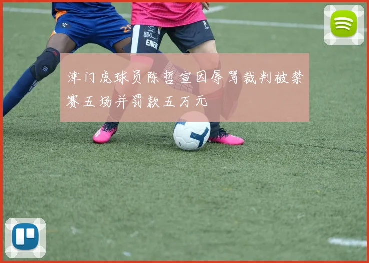 津门虎球员陈哲宣因辱骂裁判被禁赛五场并罚款五万元